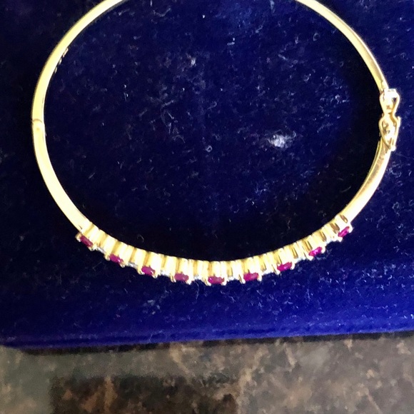 Diamond and ruby ladies bangle bracelet - Picture 2 of 5